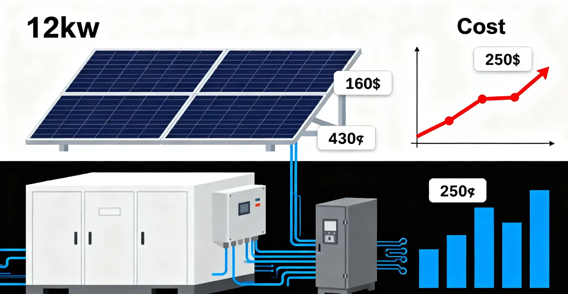 Sistema solare da 12 kW con costo di stoccaggio della batteria 2026